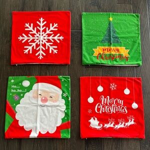 Festive Christmas Pillow Covers Set of 4 Christmas Themed Red Snowflake, Green